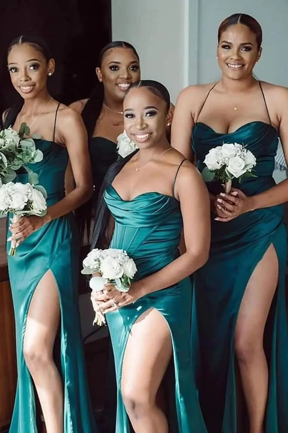 Women's Mermaid Prom Dress with Slit Satin Bridesmaid Dresses Long Corset Evening Formal Party Gown