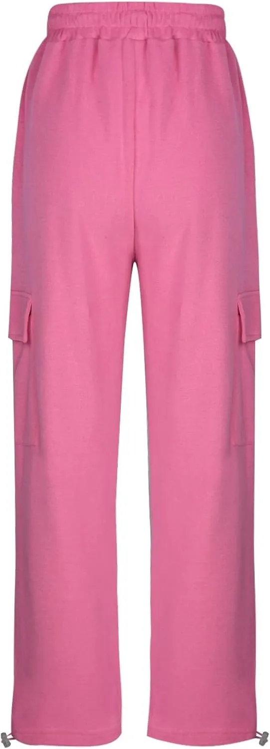Women's New Loose Cargo Pants with Pocket High-Waisted Drawstring Trousers Joggers Slacks Baggy Stretchy Sweatpants