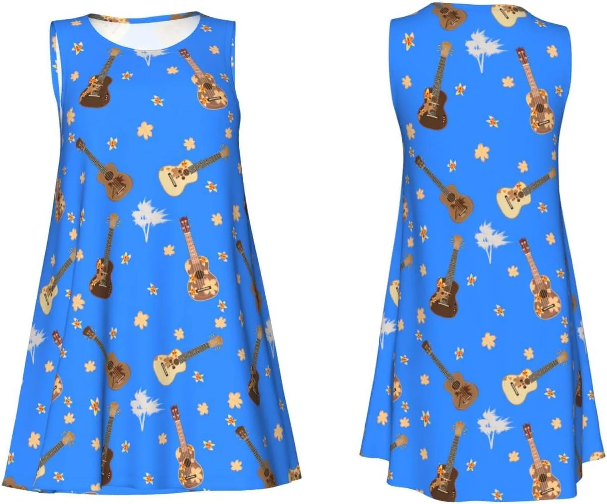 Womens Sleeveless Dress A-Line Flare Tank Dress Loose Sun Dresses Summer Flowy Swing Sundress Round Neck Outfit