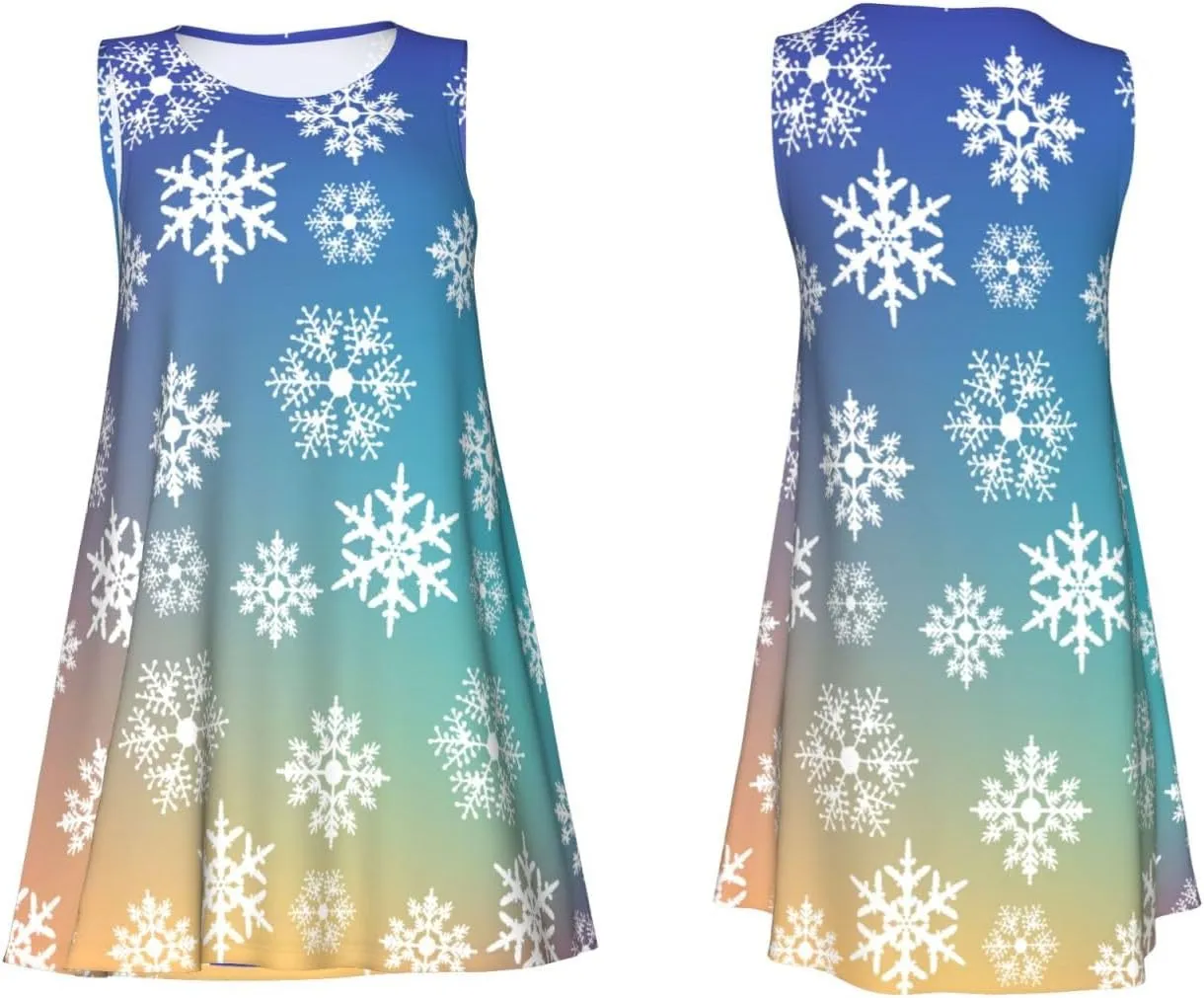 Womens Sleeveless Dress A-Line Flare Tank Dress Loose Sun Dresses Summer Flowy Swing Sundress Round Neck Outfit