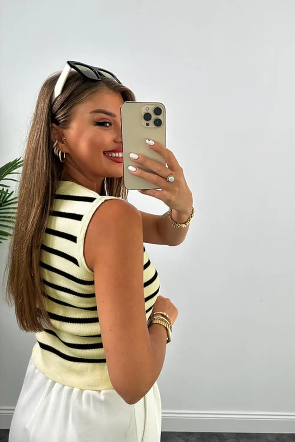 Womens Striped Knit Vest Dressy Sweater Trendy Sweater Sleeveless Button Down Tank Tops Summer