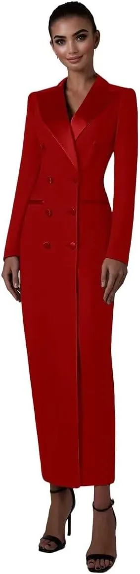 Women's Suit Blazer Formal Suit Skirt Dress Double Breasted Business Casual Pencil Skirt Dress