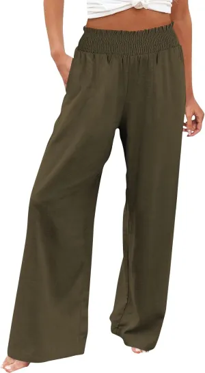 Womens Tall Dress Pants Wide Leg High Waist Summer Casual Boho Trousers Travel Vacation Long Work