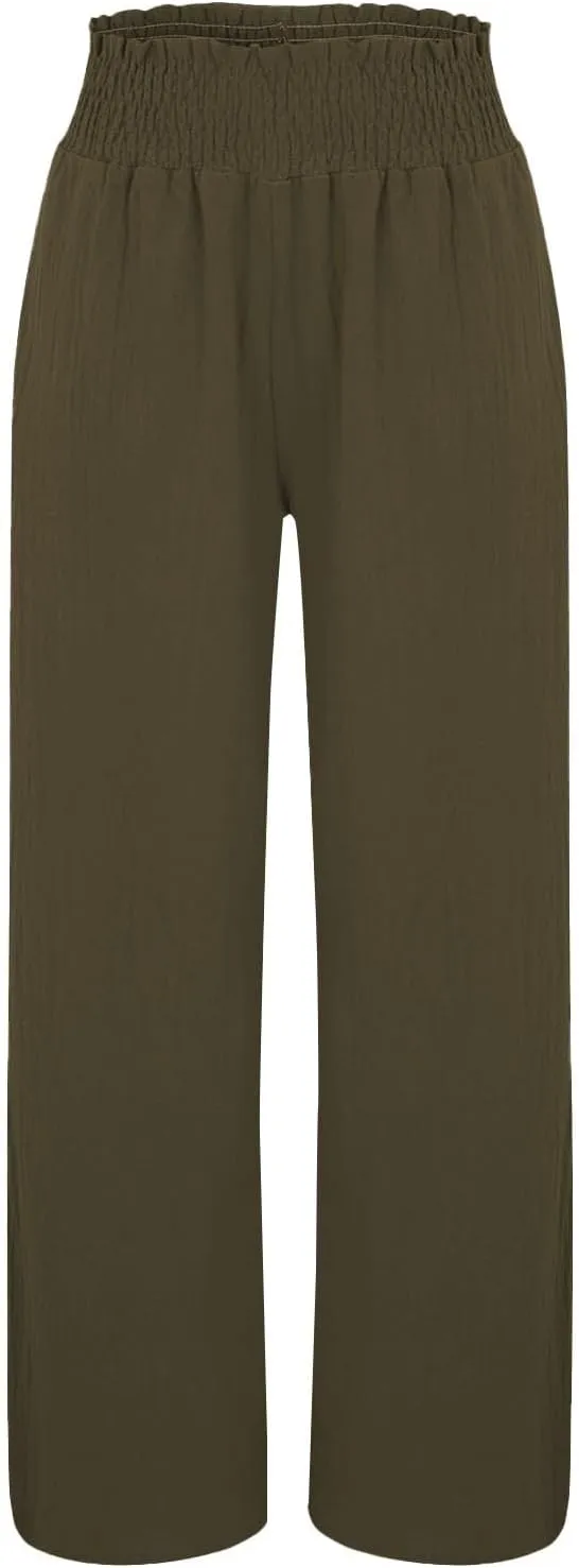 Womens Tall Dress Pants Wide Leg High Waist Summer Casual Boho Trousers Travel Vacation Long Work
