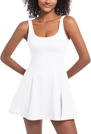 Womens Tennis Dress Built in Shorts Athletic Dress with Pockets for Golf Workout Active