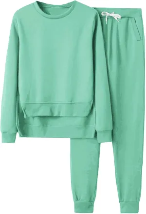 Women's Two Piece Outfits Set Long Sleeve V Neck Clothes Sweatshirt Pullover Tops Wide Leg Pants Sets