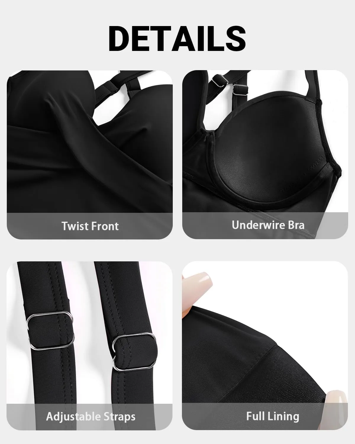 Women's Underwire Tankini Top Only - Push Up Swimsuit Top with Bra Support Tummy Control Bathing Suit Top No Bottom 2025