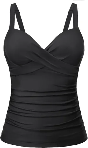 Women's Underwire Tankini Top Only - Push Up Swimsuit Top with Bra Support Tummy Control Bathing Suit Top No Bottom 2025
