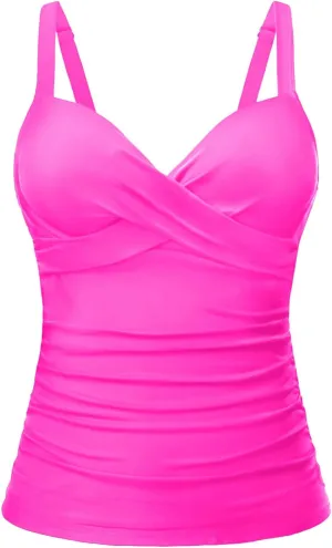 Women's Underwire Tankini Top Only - Push Up Swimsuit Top with Bra Support Tummy Control Bathing Suit Top No Bottom 2025