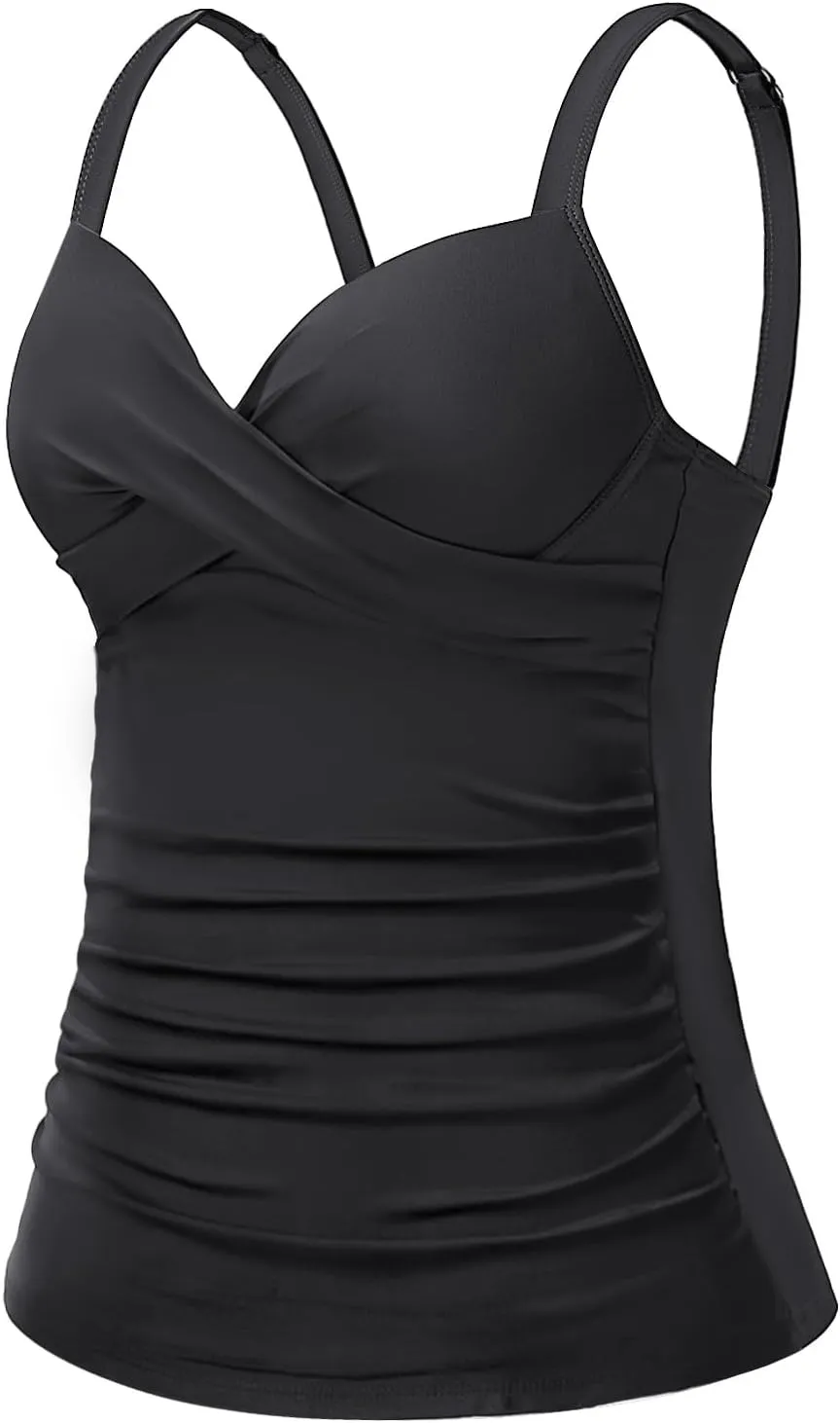 Women's Underwire Tankini Top Only - Push Up Swimsuit Top with Bra Support Tummy Control Bathing Suit Top No Bottom 2025