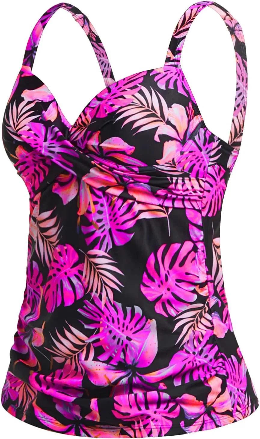 Women's Underwire Tankini Top Only - Push Up Swimsuit Top with Bra Support Tummy Control Bathing Suit Top No Bottom 2025