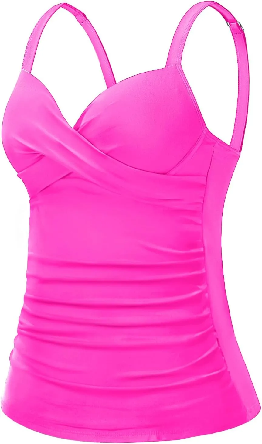 Women's Underwire Tankini Top Only - Push Up Swimsuit Top with Bra Support Tummy Control Bathing Suit Top No Bottom 2025
