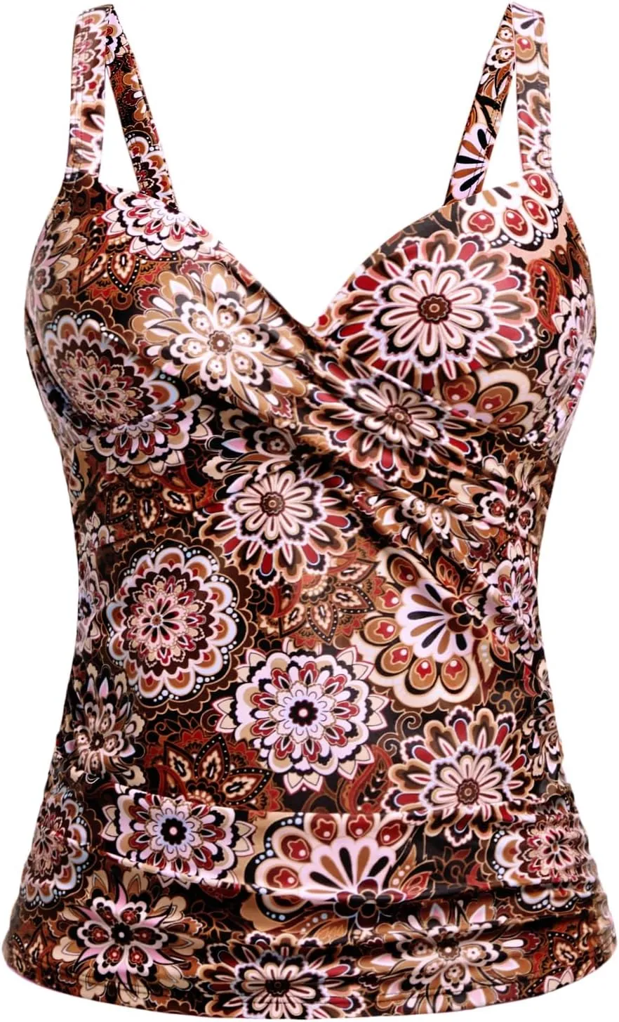 Women's Underwire Tankini Top Only - Push Up Swimsuit Top with Bra Support Tummy Control Bathing Suit Top No Bottom 2025