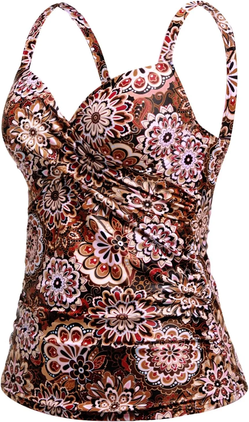 Women's Underwire Tankini Top Only - Push Up Swimsuit Top with Bra Support Tummy Control Bathing Suit Top No Bottom 2025