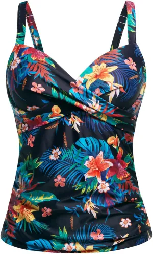 Women's Underwire Tankini Top Only - Push Up Swimsuit Top with Bra Support Tummy Control Bathing Suit Top No Bottom 2025