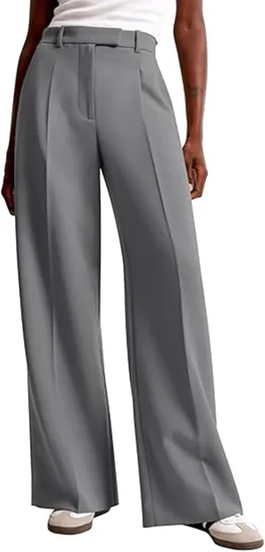 Women's Wide Leg Pants Business Work Casual High Waist Dress Pants Summer Slim Fit Breathable Trousers with Pockets