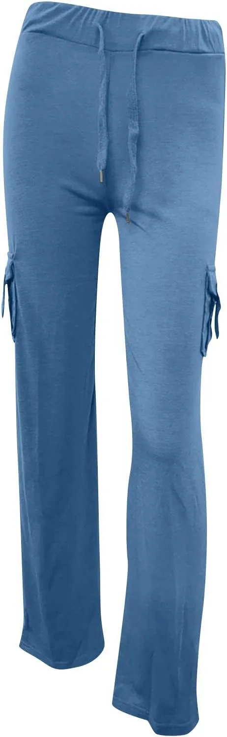 Women's Yoga Cargo Pants Drawstring High Waist Pants Baggy Wide Leg Pants Lightweight Hiking Pants Casual Lounge Pants