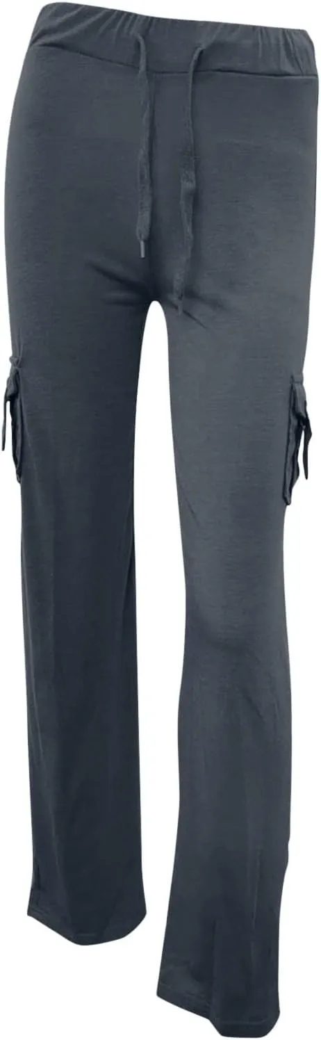 Women's Yoga Cargo Pants Drawstring High Waist Pants Baggy Wide Leg Pants Lightweight Hiking Pants Casual Lounge Pants