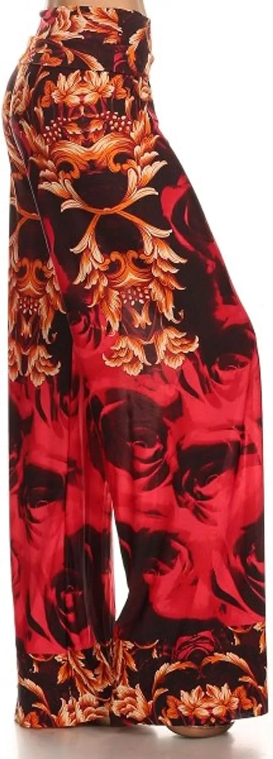 Yelete Women's High Waist Wide Leg Palazzo Pants with Foldover Waist Band
