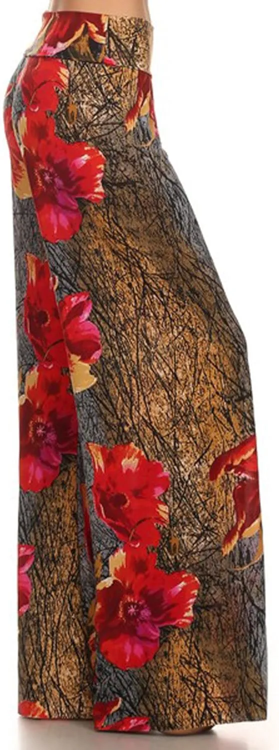 Yelete Women's High Waist Wide Leg Palazzo Pants with Foldover Waist Band
