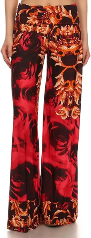 Yelete Women's High Waist Wide Leg Palazzo Pants with Foldover Waist Band