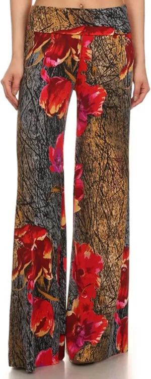 Yelete Women's High Waist Wide Leg Palazzo Pants with Foldover Waist Band