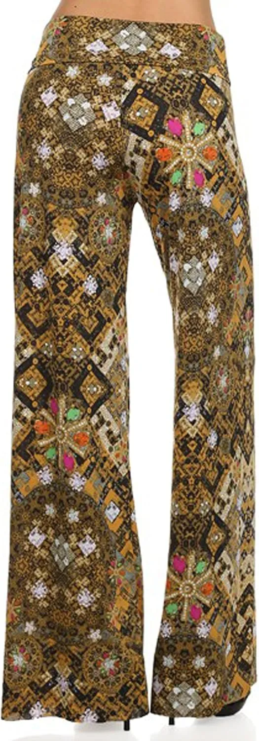 Yelete Women's High Waist Wide Leg Palazzo Pants with Foldover Waist Band