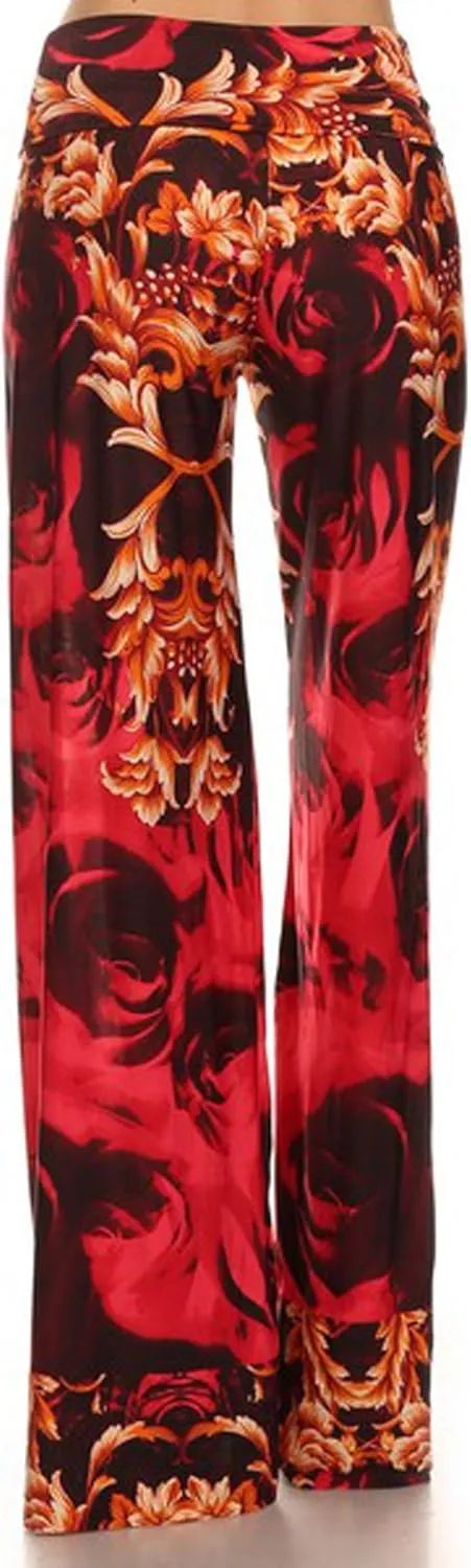 Yelete Women's High Waist Wide Leg Palazzo Pants with Foldover Waist Band