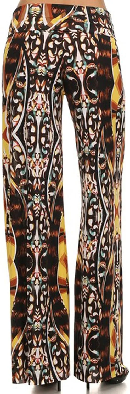 Yelete Women's High Waist Wide Leg Palazzo Pants with Foldover Waist Band