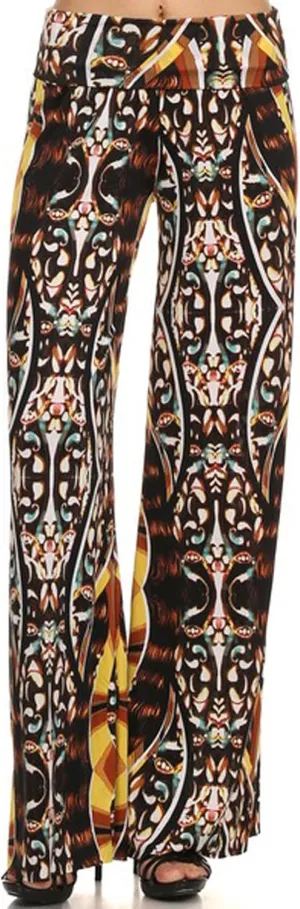 Yelete Women's High Waist Wide Leg Palazzo Pants with Foldover Waist Band