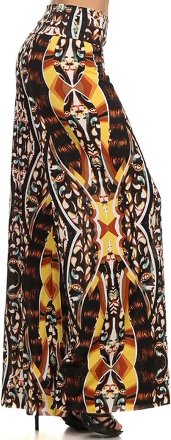 Yelete Women's High Waist Wide Leg Palazzo Pants with Foldover Waist Band