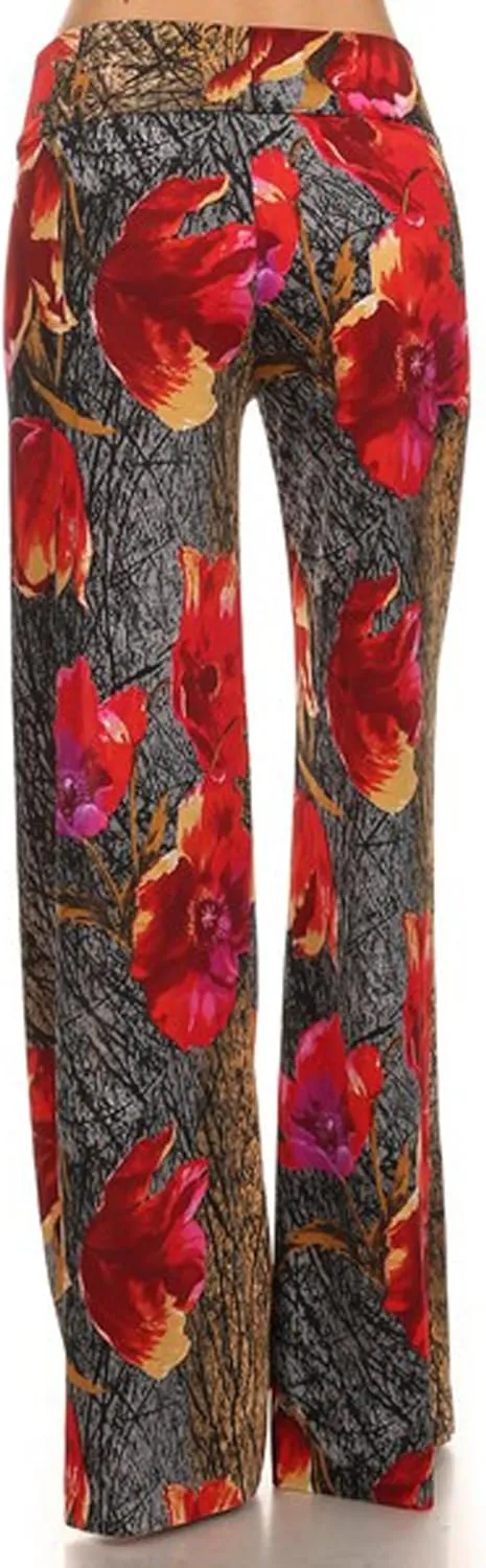Yelete Women's High Waist Wide Leg Palazzo Pants with Foldover Waist Band