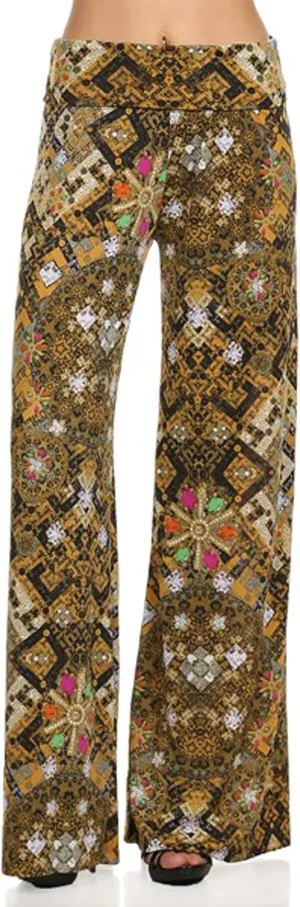 Yelete Women's High Waist Wide Leg Palazzo Pants with Foldover Waist Band