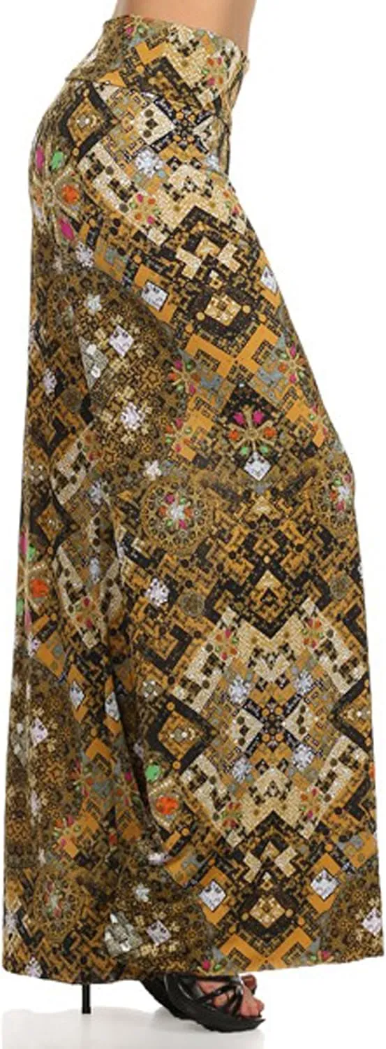 Yelete Women's High Waist Wide Leg Palazzo Pants with Foldover Waist Band