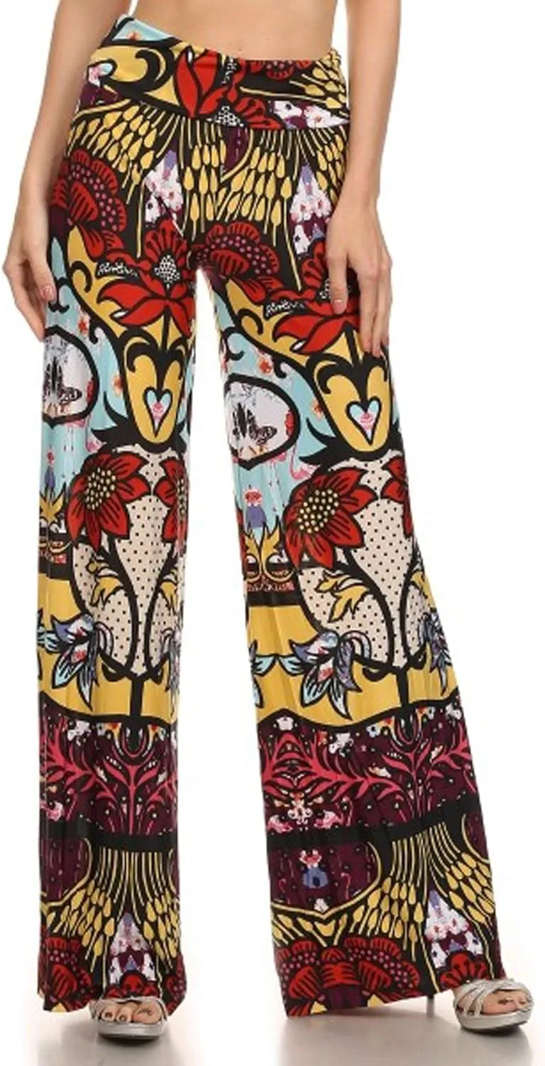 Yelete Women's High Waist Wide Leg Palazzo Pants with Foldover Waist Band