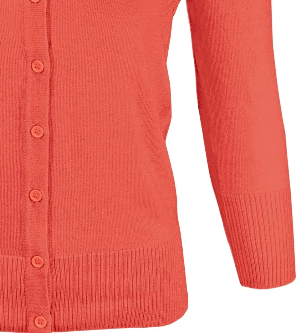 YEMAK Women's Knit Cardigan Sweater  3/4 Sleeve V-Neck Basic Classic Casual Button Down Soft Lightweight Top (S-3XL)