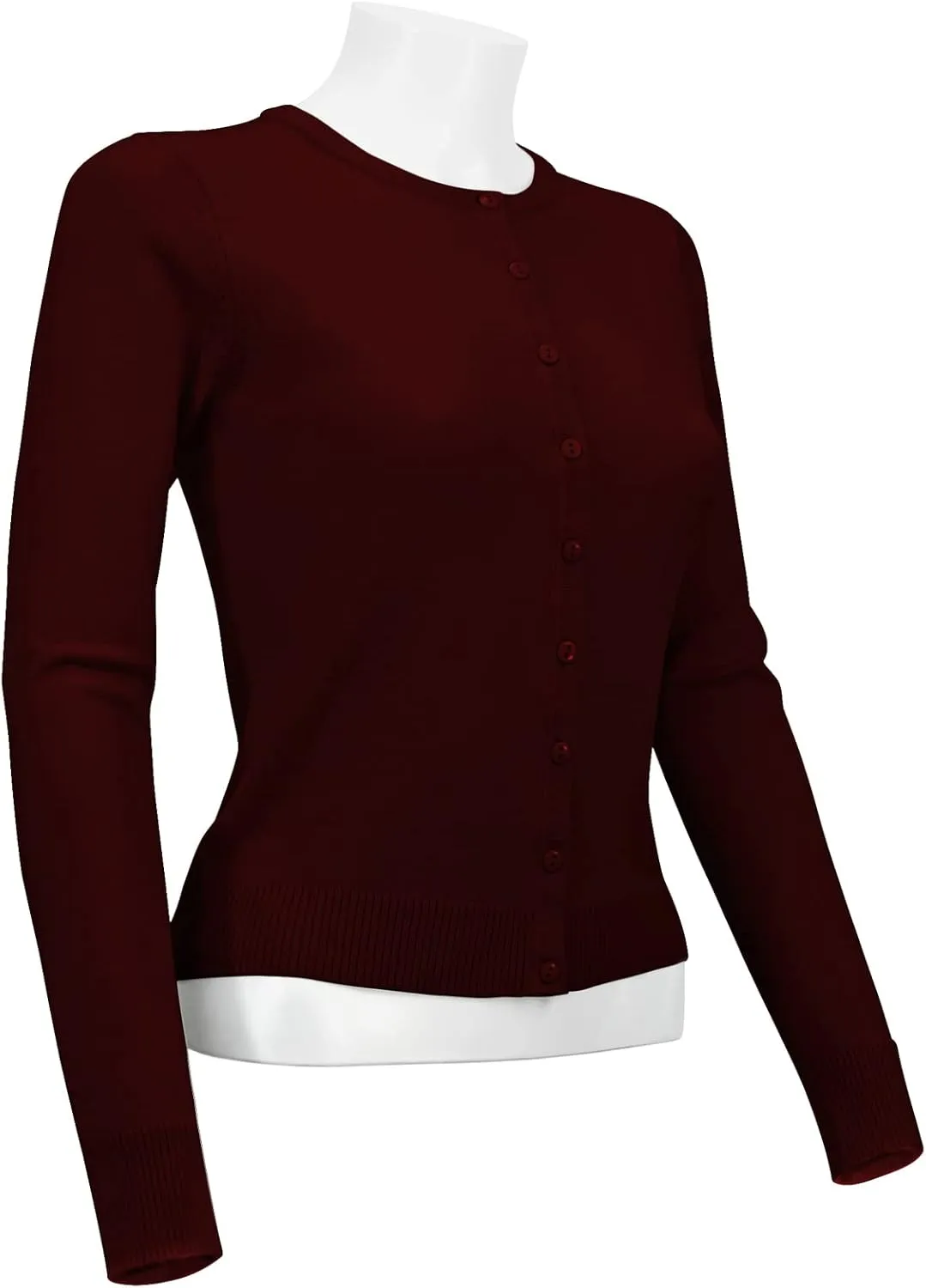 YEMAK Women's Knit Cardigan Sweater  Long Sleeve Crewneck Basic Classic Casual Button Down Soft Lightweight Knitted Top