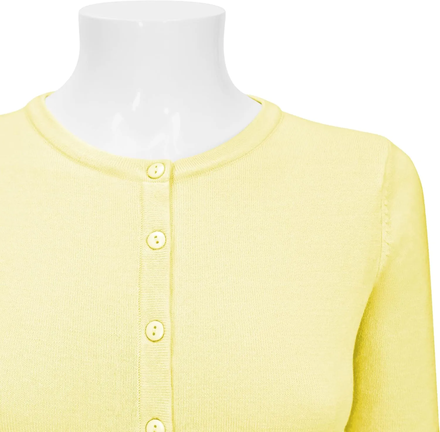 YEMAK Women's Knit Cardigan Sweater  Long Sleeve Crewneck Basic Classic Casual Button Down Soft Lightweight Knitted Top