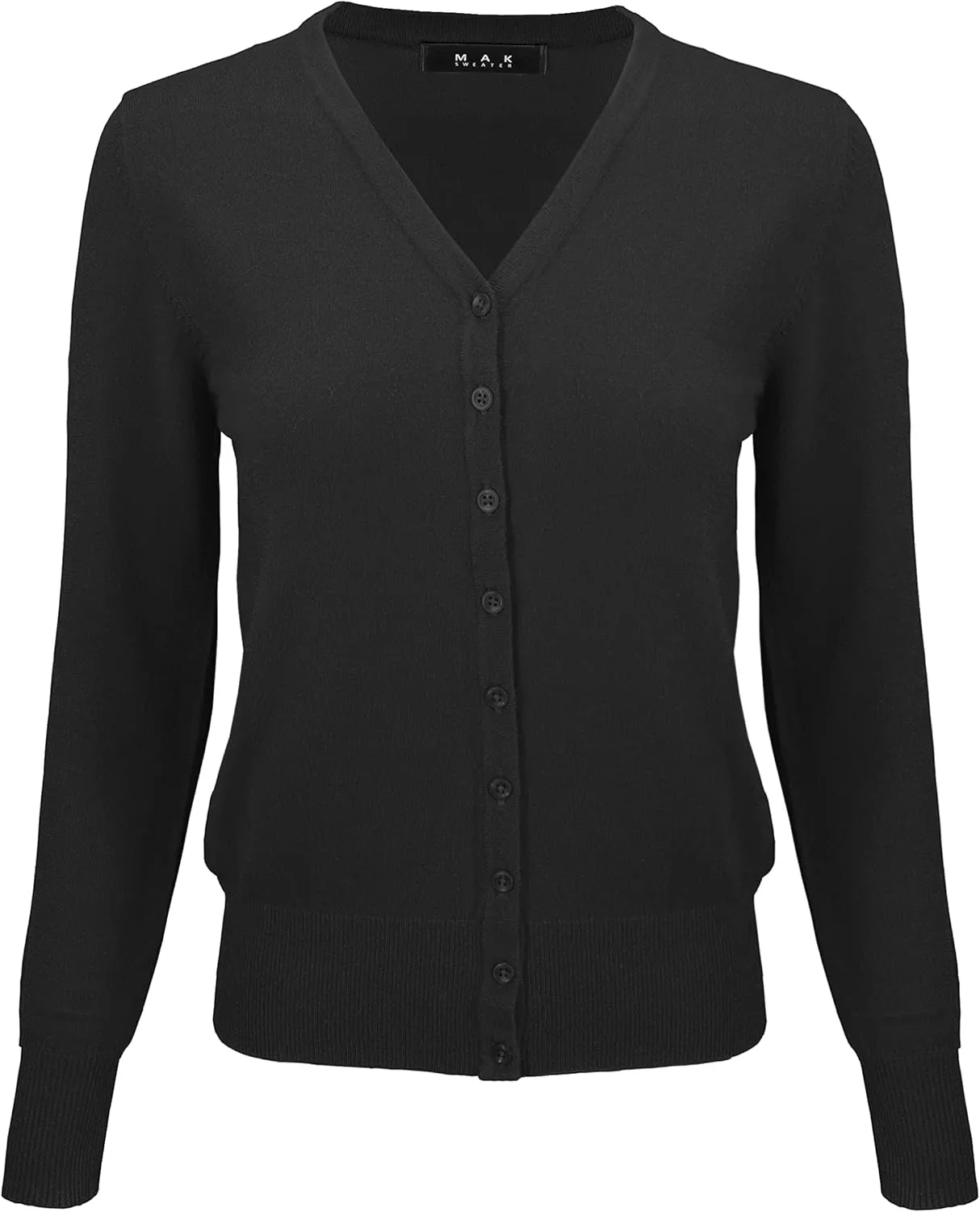 YEMAK Women's Knit Cardigan Sweater  Long Sleeve V-Neck Basic Classic Casual Button Down Knitted Soft Lightweight Top