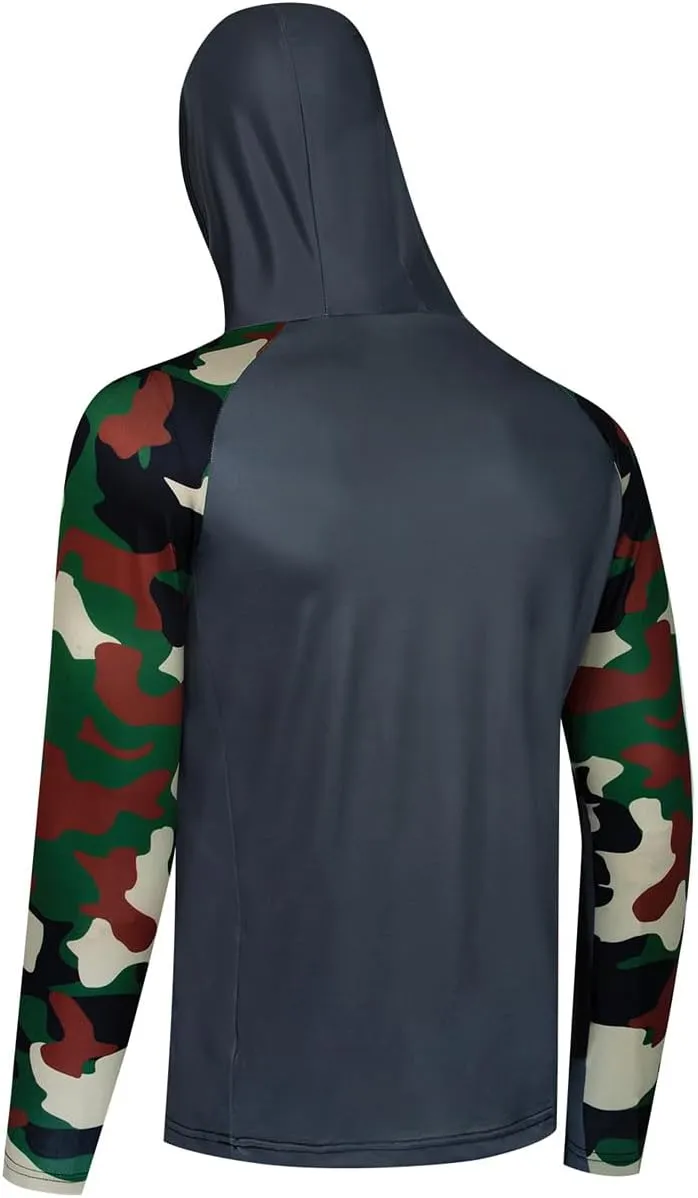 YIBIMOTTO Men's Long Sleeve Hoodie Shirt Sun Protection Quick Dry Outdoor Shirt for Fishing Running Workout Hiking