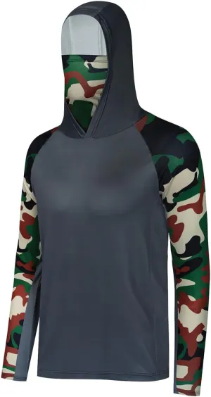 YIBIMOTTO Men's Long Sleeve Hoodie Shirt Sun Protection Quick Dry Outdoor Shirt for Fishing Running Workout Hiking