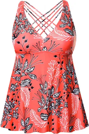 Yonique Plus Size Tankini Tops for Women No Bottom Flowy Bathing Suit Top V Neck Swim Top