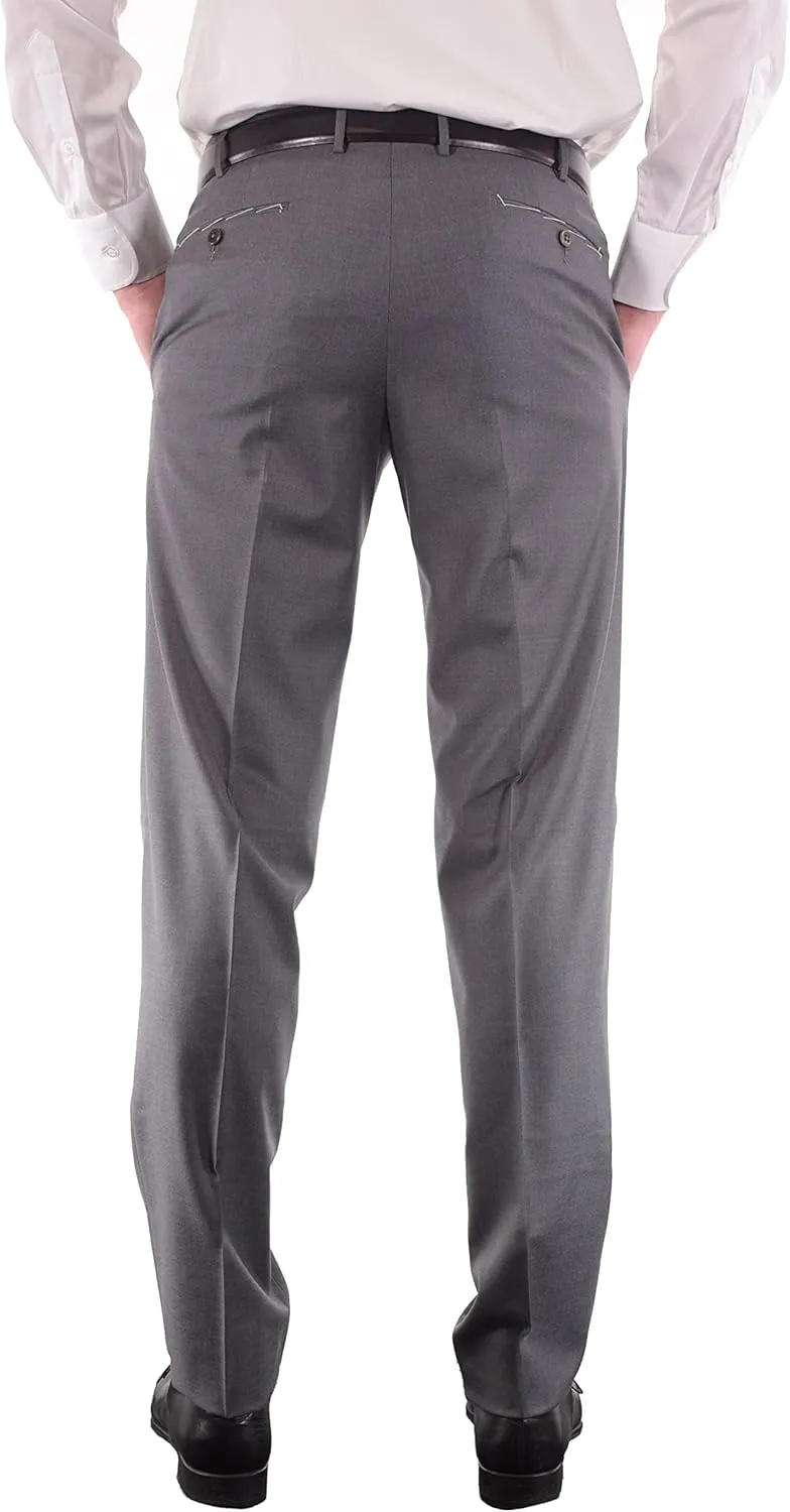 Zanella Platinum Parker Tasmanian Super 150's Wool Men Trousers - Modern Fit Flat Front Dress Pants