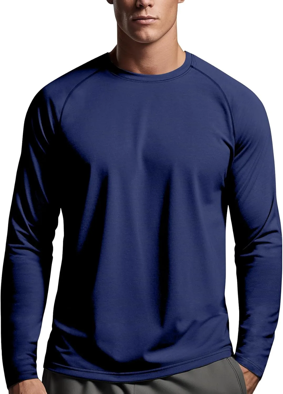 Zengjo Mens Long Sleeve Workout Shirts Moisture Wicking Running Athletic Sport Performance T-Shirt Lightweight SPF Sun Shirt