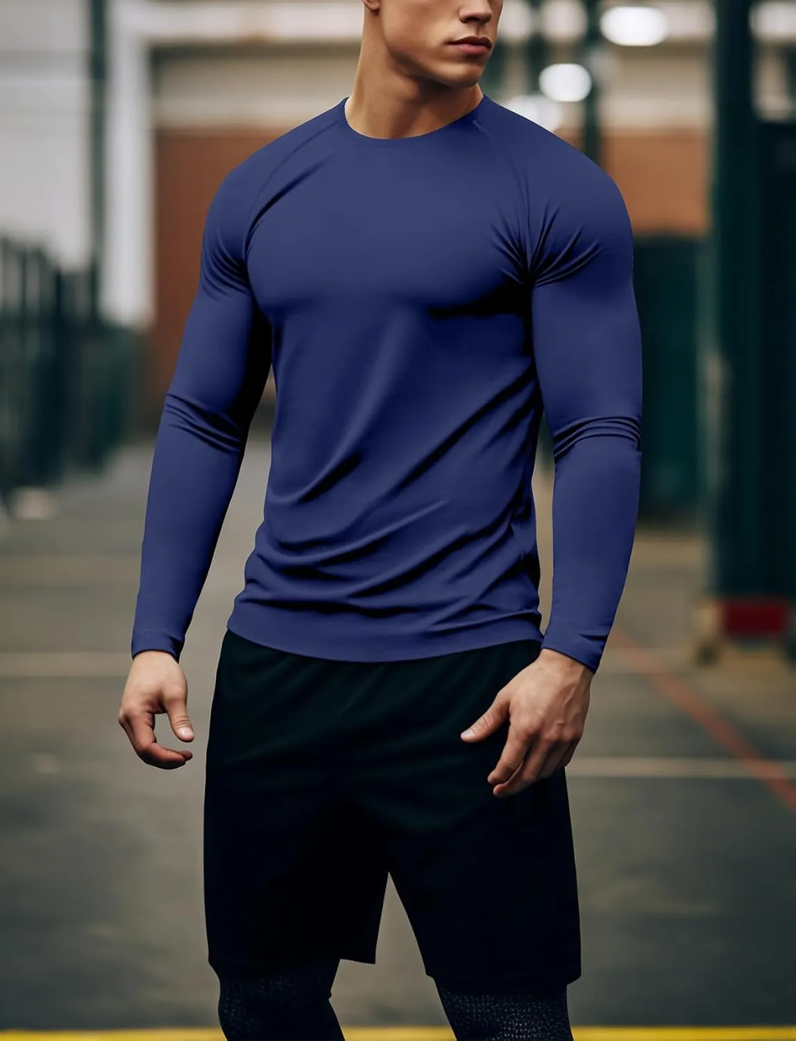Zengjo Mens Long Sleeve Workout Shirts Moisture Wicking Running Athletic Sport Performance T-Shirt Lightweight SPF Sun Shirt